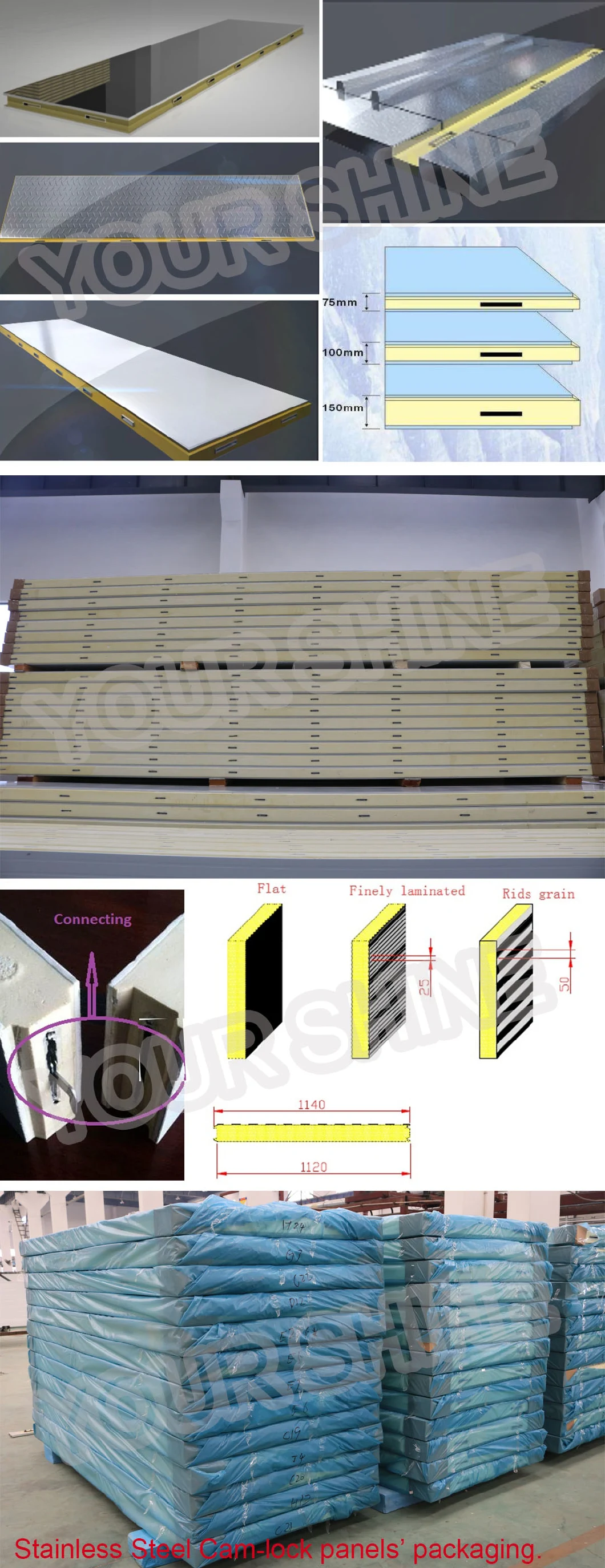 Construction Material PU/PUR/PIR Sandwich Panel for Cold Storage/Room Steel Structure Wall and Roofing Refrigeration Equipment/Insulated Panel